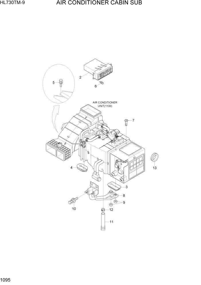 Схема запчастей Hyundai HL730TM-9 - PAGE 1095 AIRCONDITIONER CABIN SUB СИСТЕМА ДВИГАТЕЛЯ