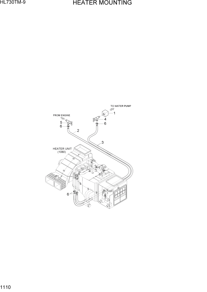 Схема запчастей Hyundai HL730TM-9 - PAGE 1110 HEATER MOUNTING СИСТЕМА ДВИГАТЕЛЯ