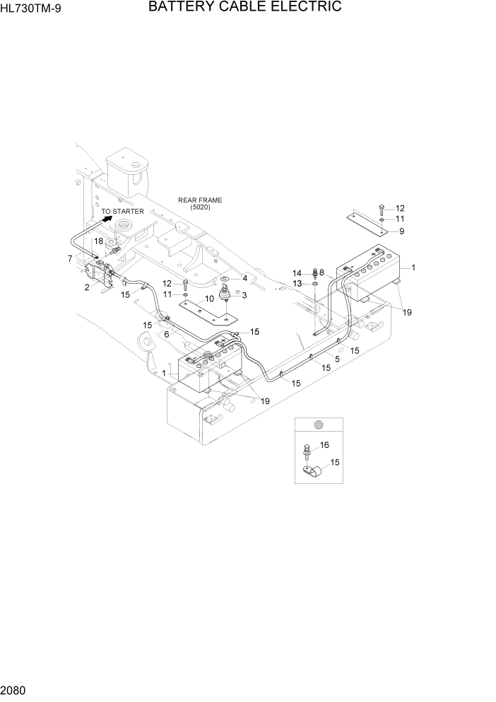 Схема запчастей Hyundai HL730TM-9 - PAGE 2080 BATTERY CABLE ELECTRIC ЭЛЕКТРИЧЕСКАЯ СИСТЕМА
