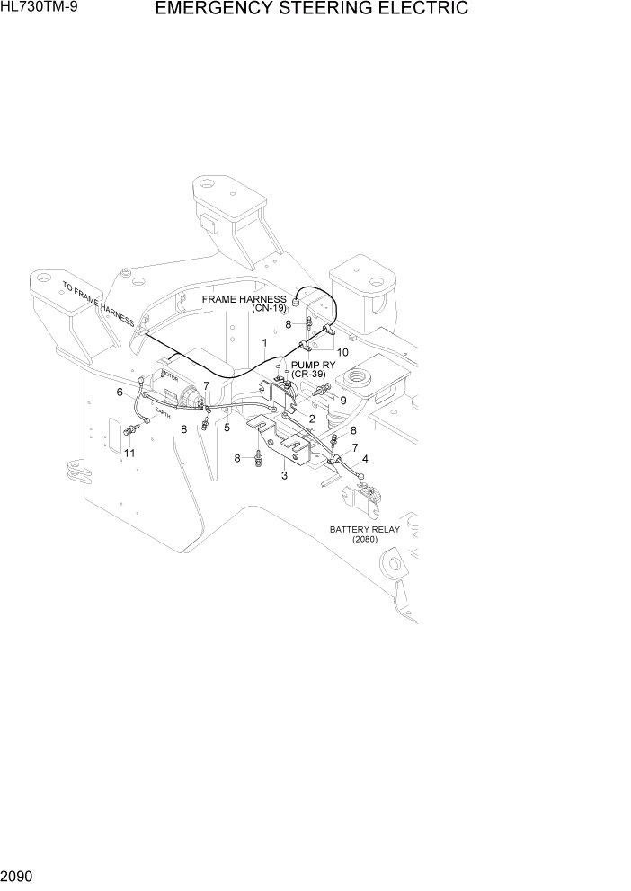 Схема запчастей Hyundai HL730TM-9 - PAGE 2090 EMERGENCY STEERING ELECTRIC ЭЛЕКТРИЧЕСКАЯ СИСТЕМА