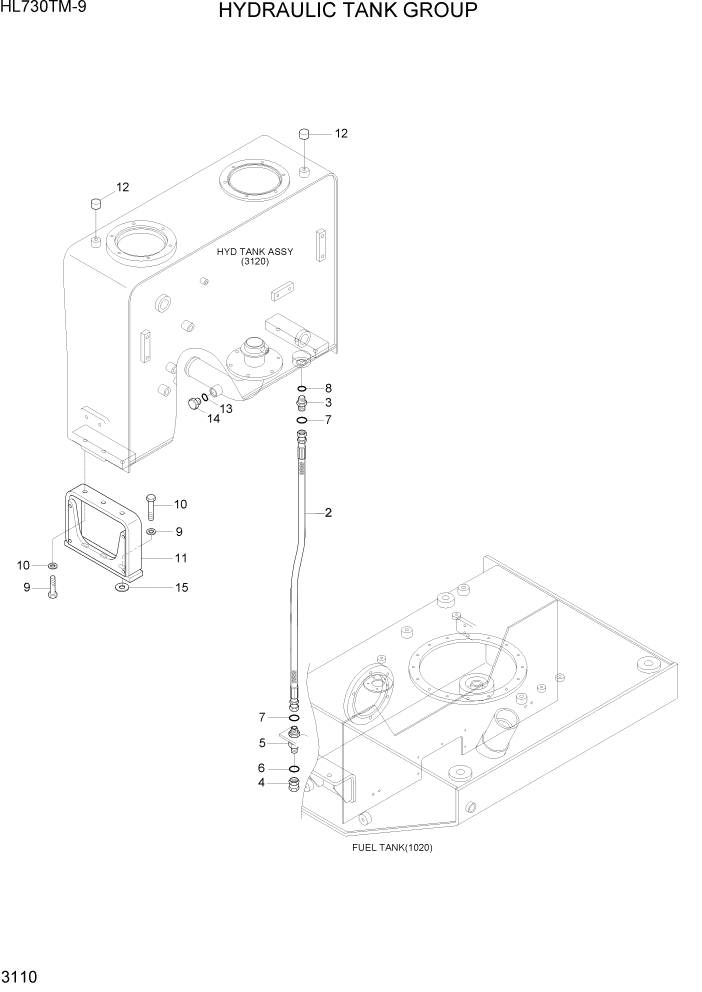 Схема запчастей Hyundai HL730TM-9 - PAGE 3110 HYDRAULIC TANK GROUP ГИДРАВЛИЧЕСКАЯ СИСТЕМА