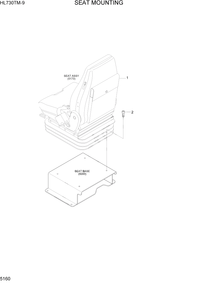 Схема запчастей Hyundai HL730TM-9 - PAGE 5160 SEAT MOUNTING СТРУКТУРА