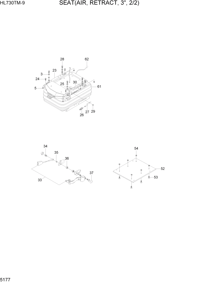 Схема запчастей Hyundai HL730TM-9 - PAGE 5177 SEAT(AIR, RETRACT 3", 2/2) СТРУКТУРА