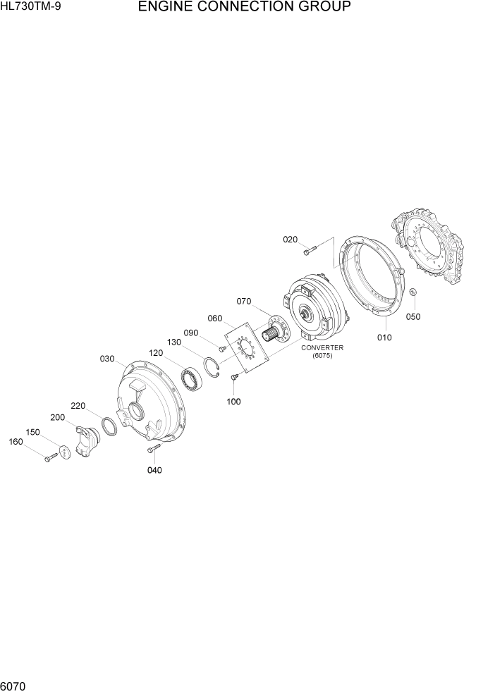 Схема запчастей Hyundai HL730TM-9 - PAGE 6070 ENGINE CONNECTION GROUP СИЛОВАЯ СИСТЕМА