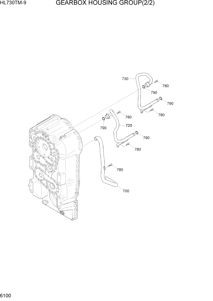 Схема запчастей Hyundai HL730TM-9 - PAGE 6100 GEARBOX HOUSING GROUP(2/2) СИЛОВАЯ СИСТЕМА