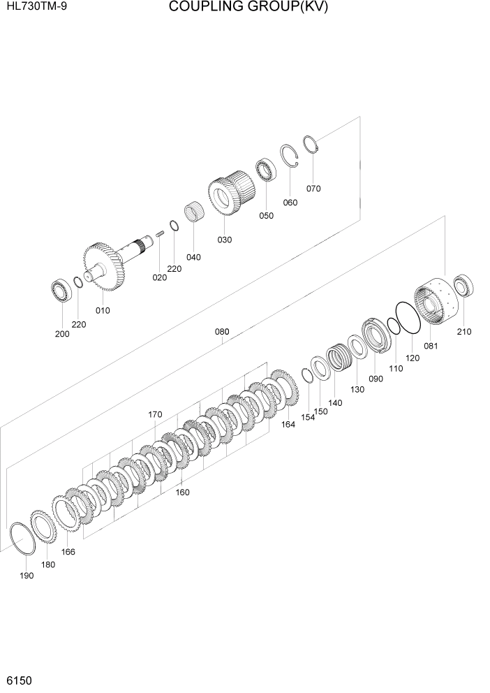 Схема запчастей Hyundai HL730TM-9 - PAGE 6150 COUPLING GROUP(KV) СИЛОВАЯ СИСТЕМА