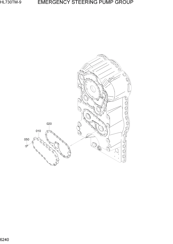 Схема запчастей Hyundai HL730TM-9 - PAGE 6240 EMERGENCY STEERING PUMP GROUP СИЛОВАЯ СИСТЕМА