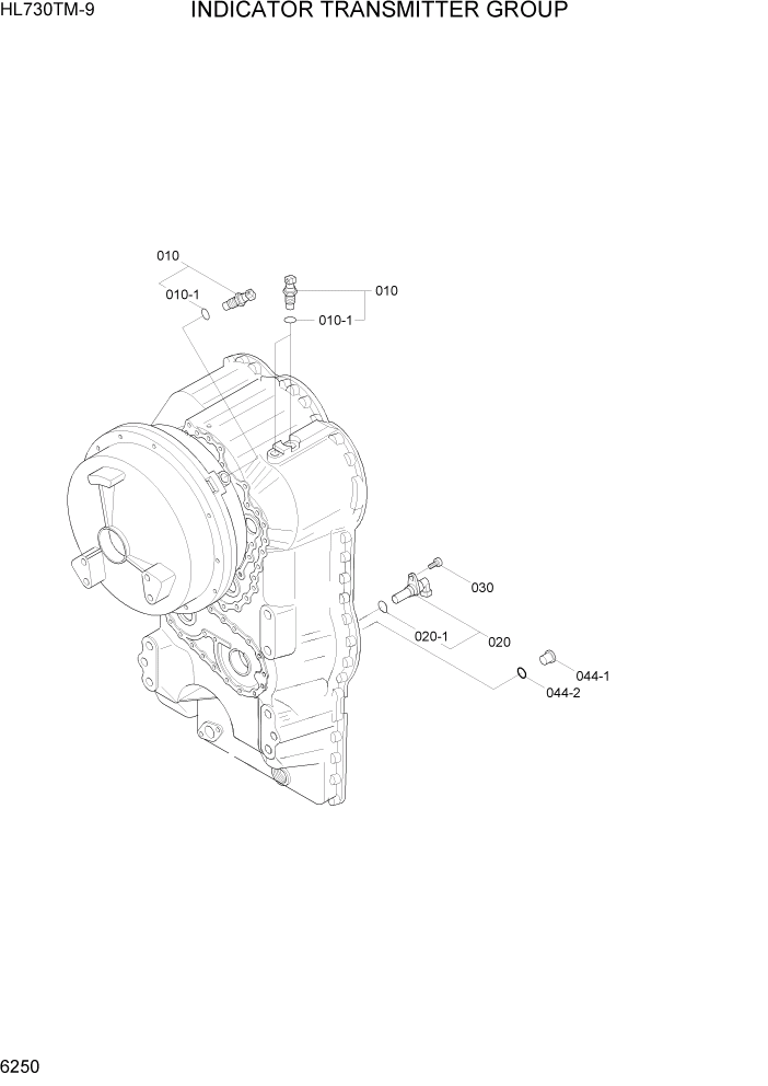 Схема запчастей Hyundai HL730TM-9 - PAGE 6250 INDICATOR TRANSMITTER GROUP СИЛОВАЯ СИСТЕМА