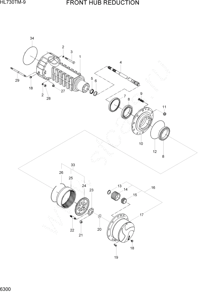 Схема запчастей Hyundai HL730TM-9 - PAGE 6300 FRONT HUB REDUCTION СИЛОВАЯ СИСТЕМА