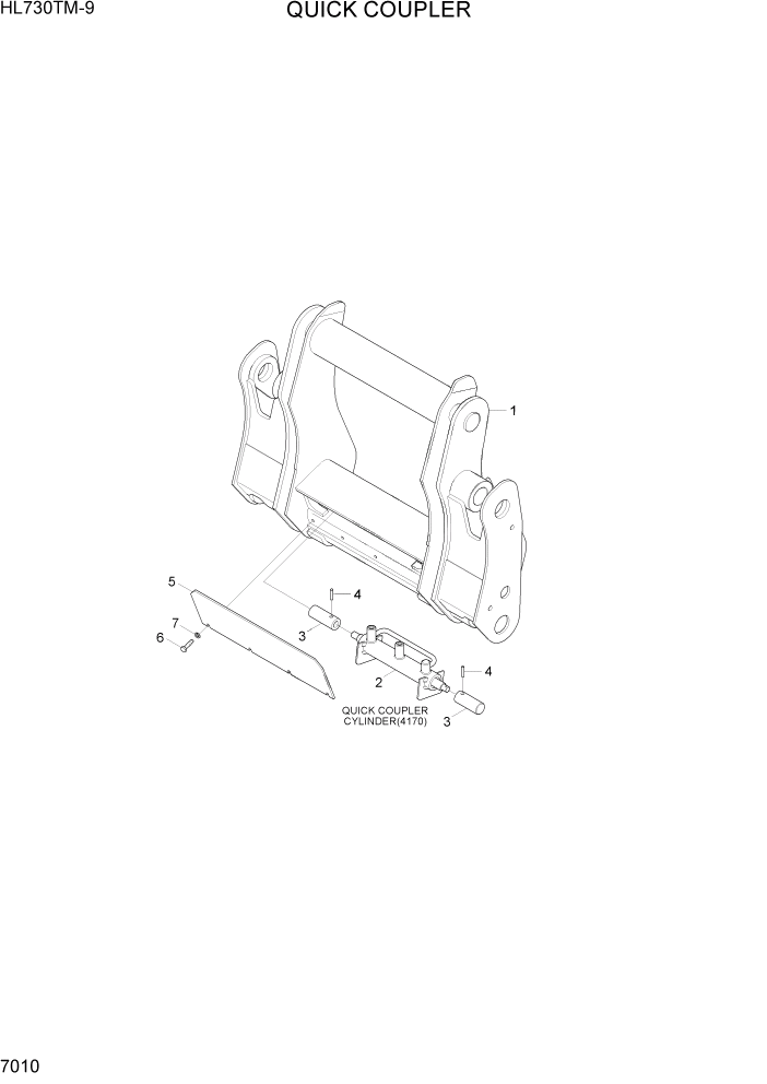 Схема запчастей Hyundai HL730TM-9 - PAGE 7010 QUICK COUPLER РАБОЧЕЕ ОБОРУДОВАНИЕ