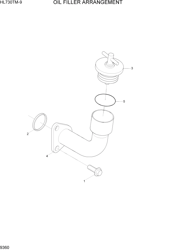 Схема запчастей Hyundai HL730TM-9 - PAGE 9360 OIL FILLER ARRANGEMENT ДВИГАТЕЛЬ БАЗА