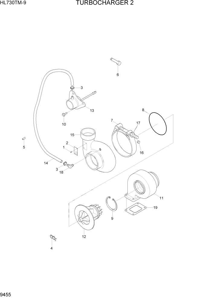 Схема запчастей Hyundai HL730TM-9 - PAGE 9455 TURBOCHARGER 2 ДВИГАТЕЛЬ БАЗА