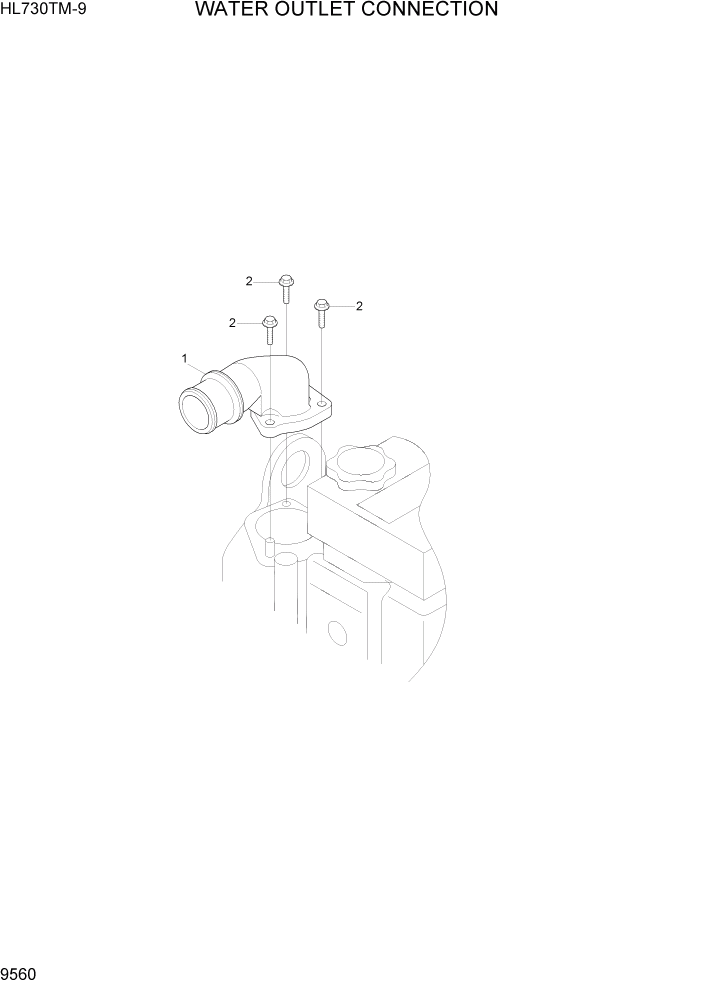 Схема запчастей Hyundai HL730TM-9 - PAGE 9560 WATER OUTLET CONNECTION ДВИГАТЕЛЬ БАЗА