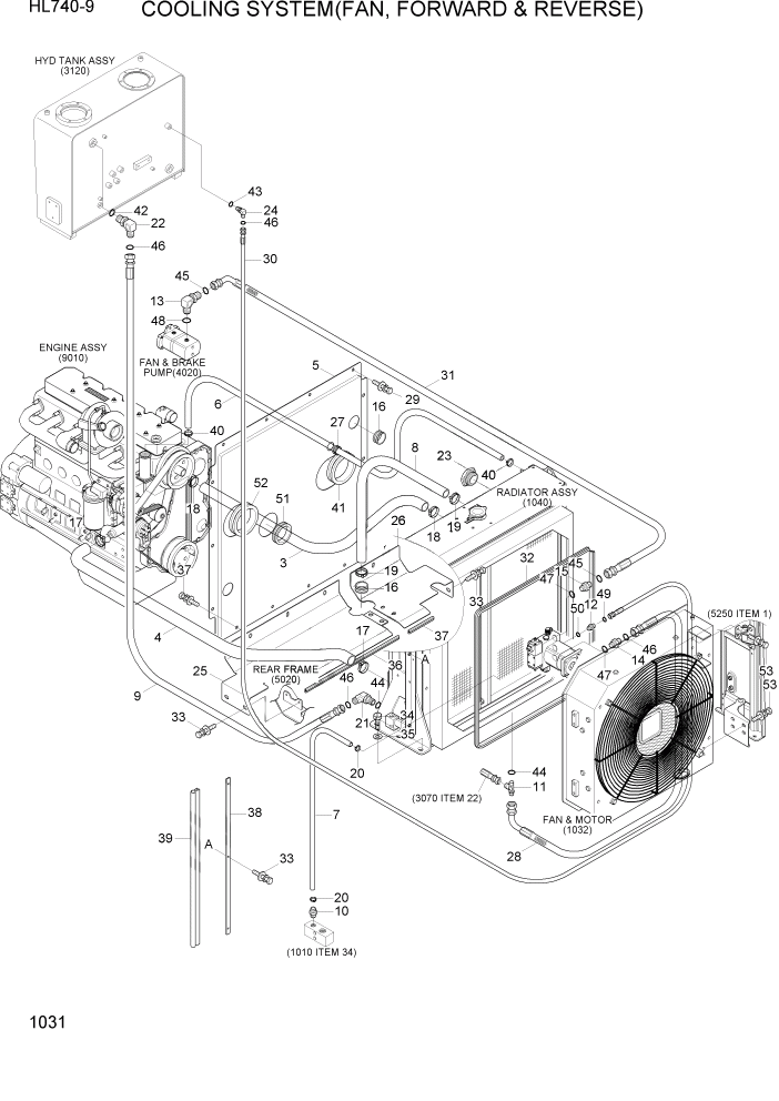 Схема запчастей Hyundai HL740-9 - PAGE 1031 COOLING SYSTEM(FAN, FORWARD & REVERSE) СИСТЕМА ДВИГАТЕЛЯ