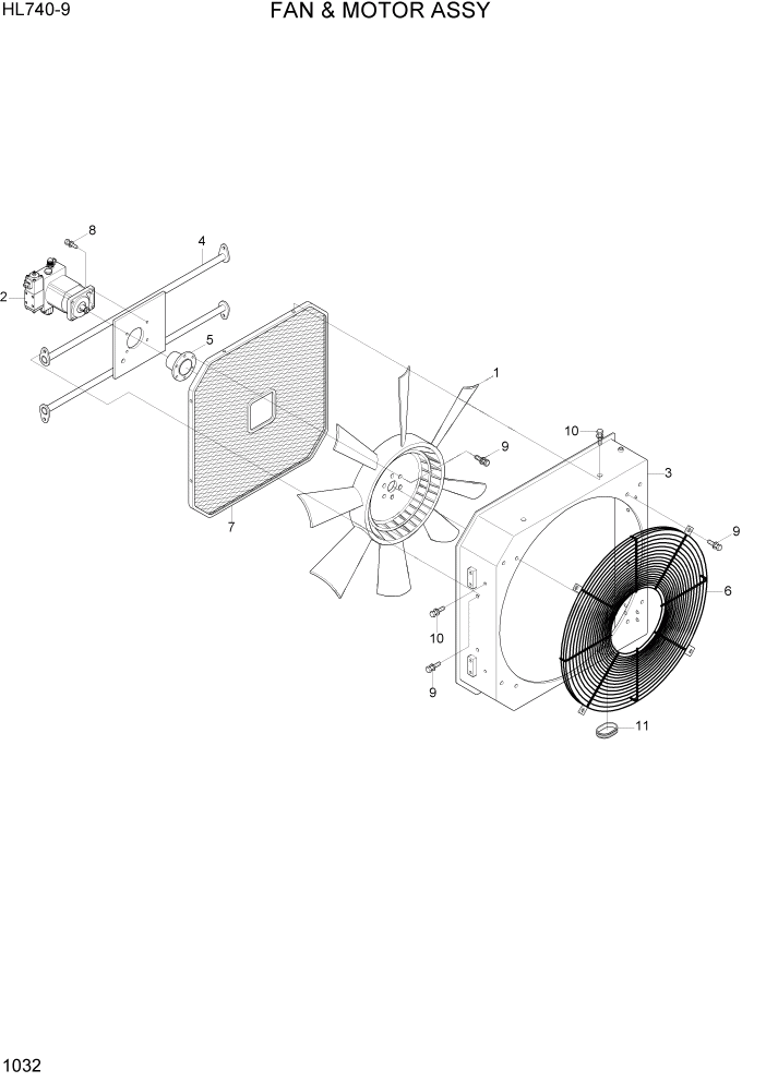 Схема запчастей Hyundai HL740-9 - PAGE 1032 FAN & MOTOR ASSY СИСТЕМА ДВИГАТЕЛЯ