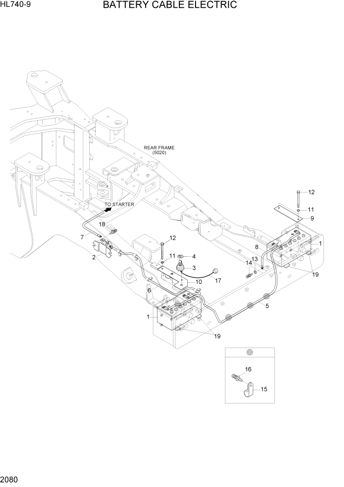 Схема запчастей Hyundai HL740-9 - PAGE 2080 BATTERY CABLE ELECTRIC ЭЛЕКТРИЧЕСКАЯ СИСТЕМА