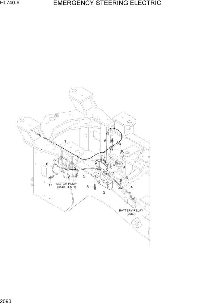 Схема запчастей Hyundai HL740-9 - PAGE 2090 EMERGENCY STEERING ELECTRIC ЭЛЕКТРИЧЕСКАЯ СИСТЕМА