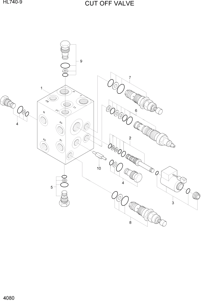 Схема запчастей Hyundai HL740-9 - PAGE 4080 CUT OFF VALVE ГИДРАВЛИЧЕСКИЕ КОМПОНЕНТЫ