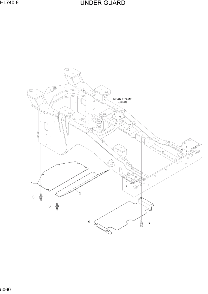 Схема запчастей Hyundai HL740-9 - PAGE 5060 UNDER GUARD СТРУКТУРА