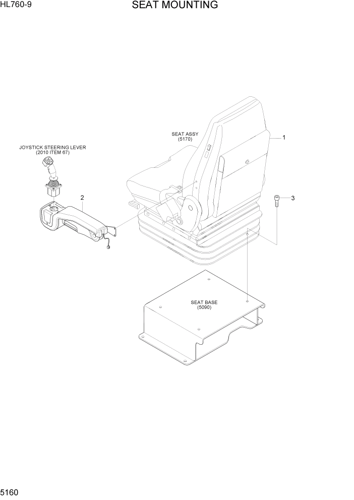 Схема запчастей Hyundai HL740-9 - PAGE 5160 SEAT MOUNTING СТРУКТУРА