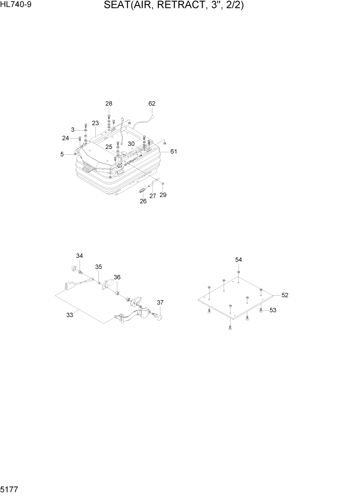 Схема запчастей Hyundai HL740-9 - PAGE 5177 SEAT(AIR, RETRACT 3", 2/2) СТРУКТУРА