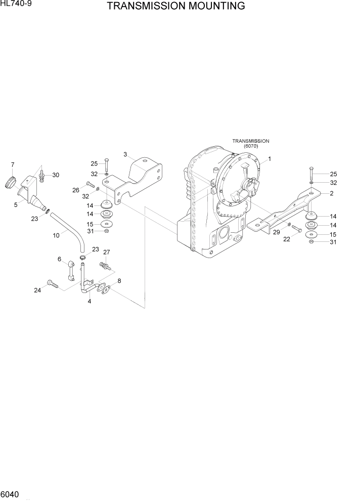 Схема запчастей Hyundai HL740-9 - PAGE 6040 TRANSMISSION MOUNTING СИЛОВАЯ СИСТЕМА