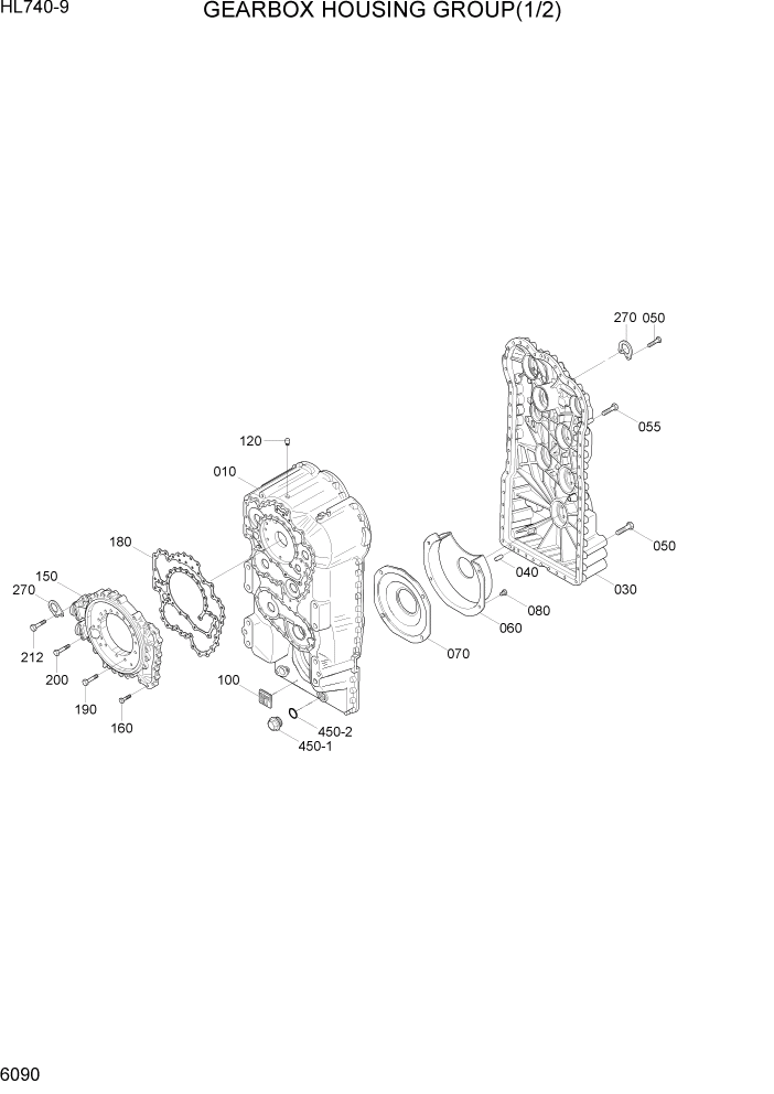 Схема запчастей Hyundai HL740-9 - PAGE 6090 GEARBOX HOUSING GROUP(1/2) СИЛОВАЯ СИСТЕМА