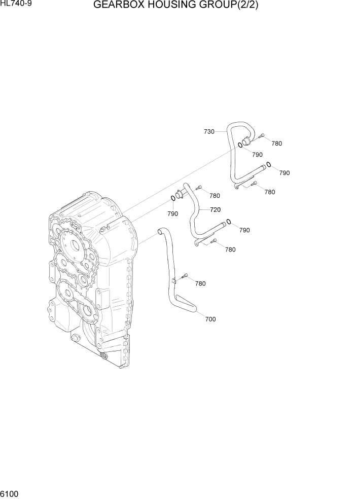 Схема запчастей Hyundai HL740-9 - PAGE 6100 GEARBOX HOUSING GROUP(2/2) СИЛОВАЯ СИСТЕМА