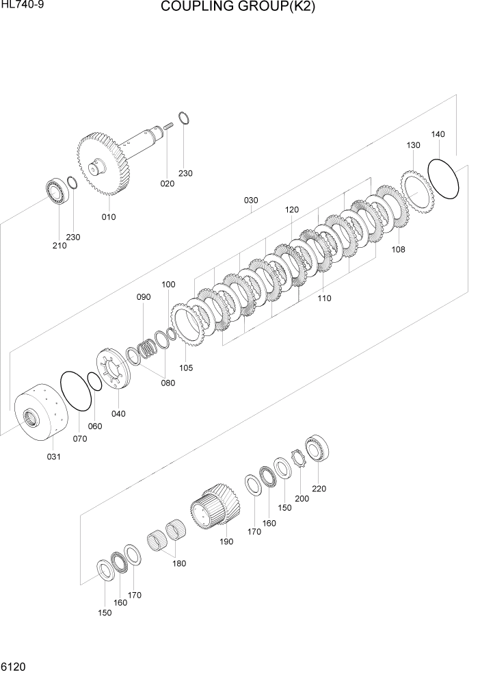 Схема запчастей Hyundai HL740-9 - PAGE 6120 COUPLING GROUP(K2) СИЛОВАЯ СИСТЕМА