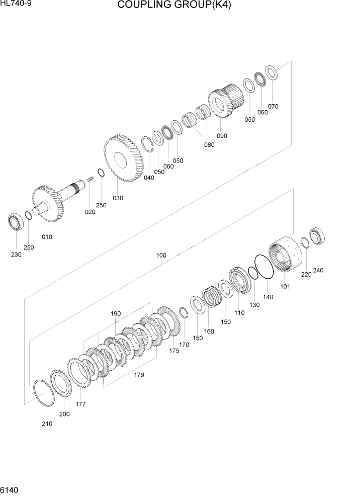 Схема запчастей Hyundai HL740-9 - PAGE 6140 COUPLING GROUP(K4) СИЛОВАЯ СИСТЕМА