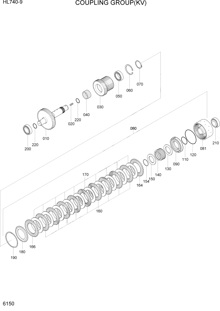 Схема запчастей Hyundai HL740-9 - PAGE 6150 COUPLING GROUP(KV) СИЛОВАЯ СИСТЕМА