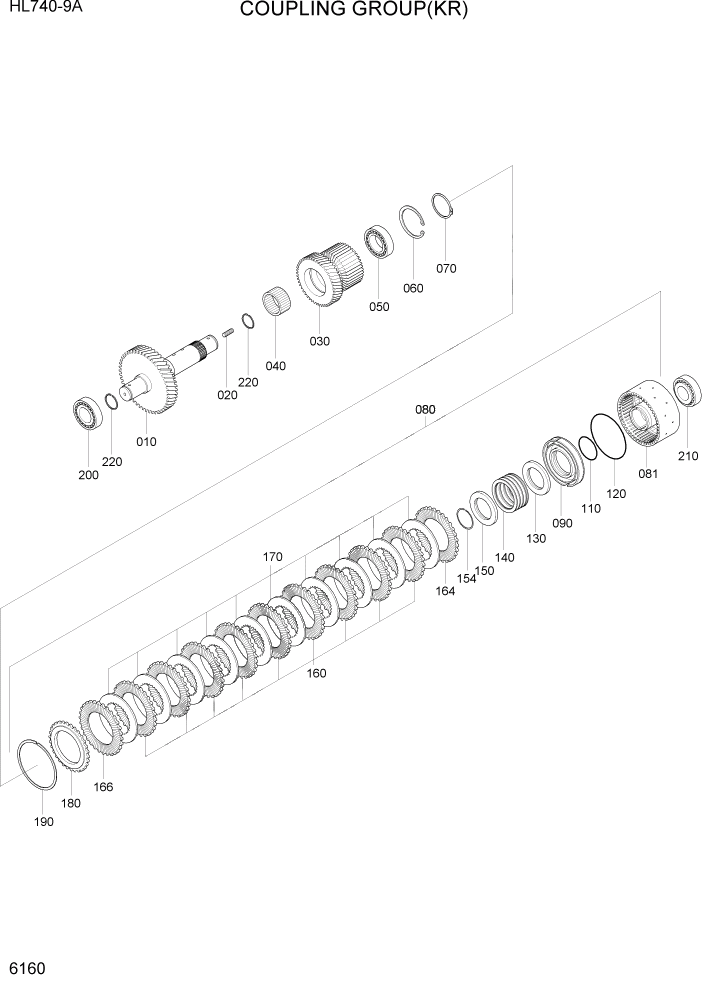 Схема запчастей Hyundai HL740-9 - PAGE 6160 COUPLING GROUP(KR) СИЛОВАЯ СИСТЕМА