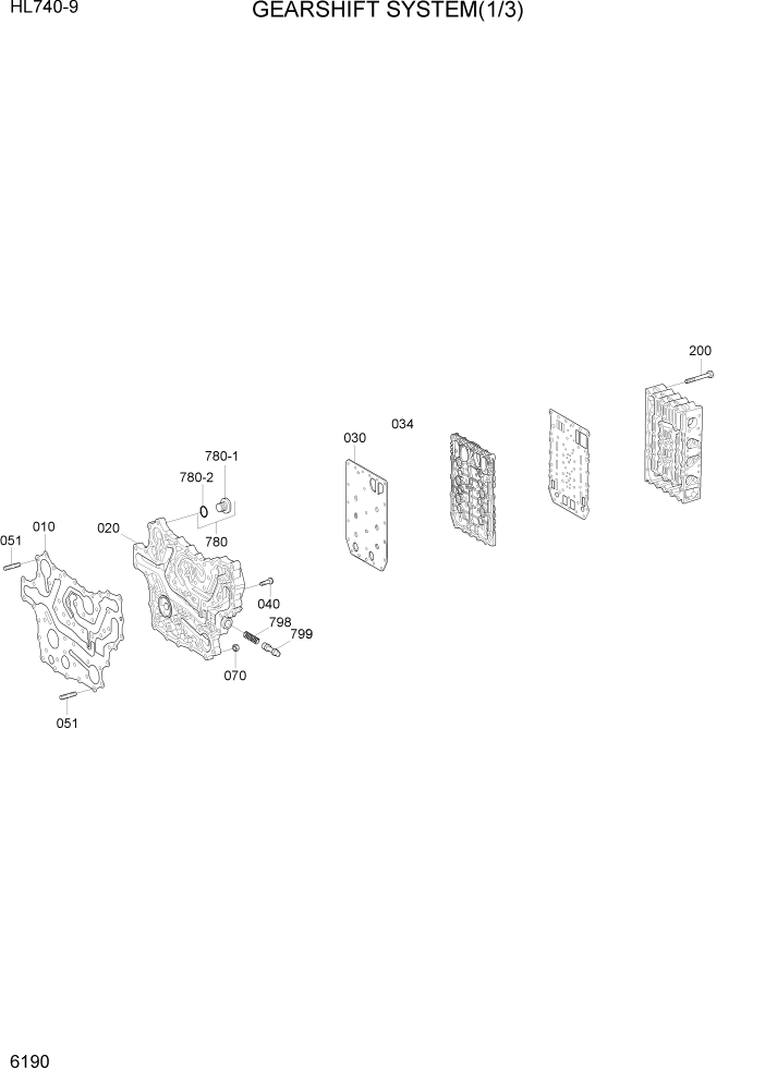 Схема запчастей Hyundai HL740-9 - PAGE 6190 GEARSHIFT SYSTEM(1/3) СИЛОВАЯ СИСТЕМА