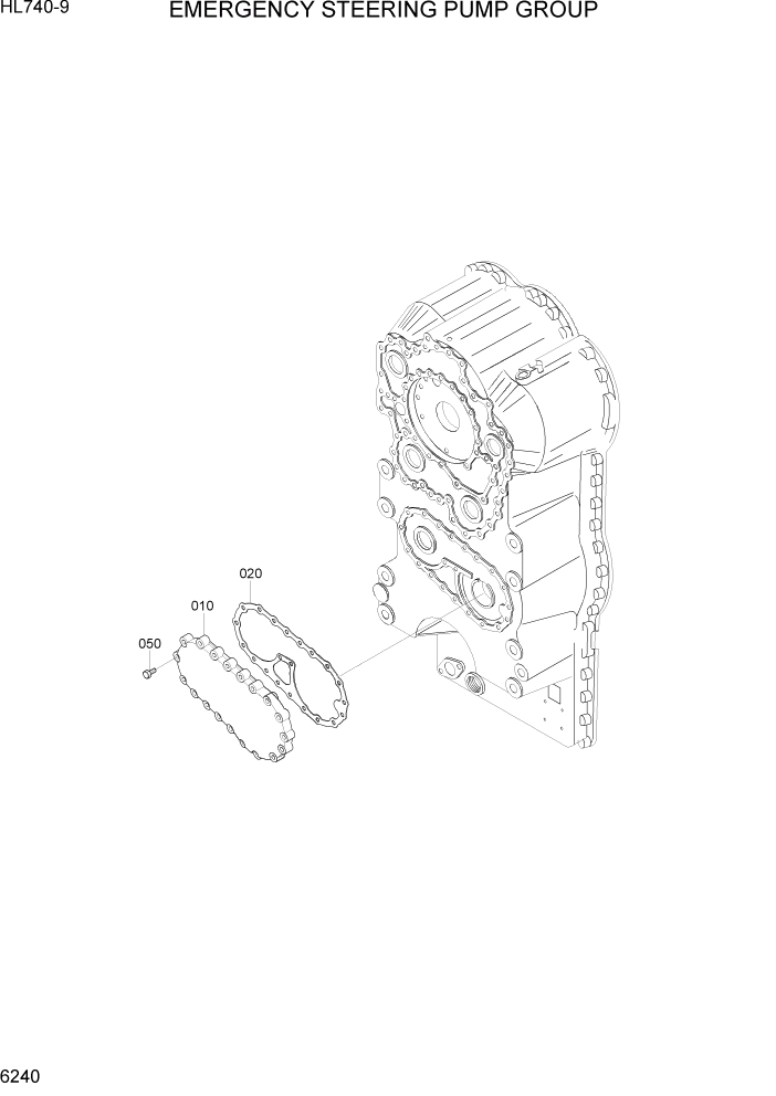 Схема запчастей Hyundai HL740-9 - PAGE 6240 EMERGENCY STEERING PUMP GROUP СИЛОВАЯ СИСТЕМА