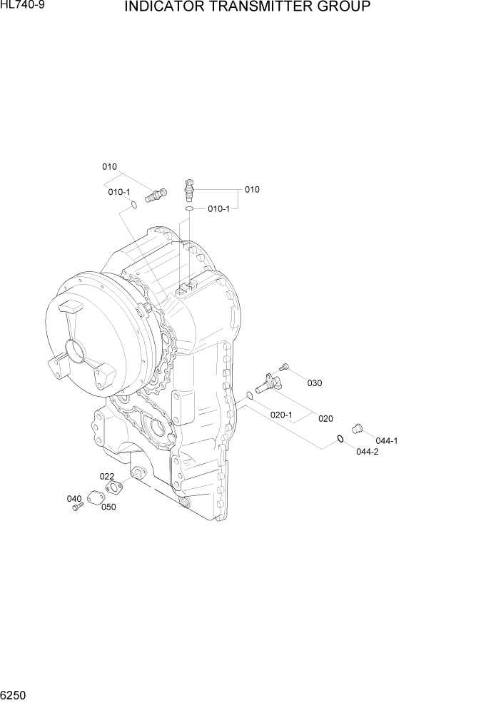 Схема запчастей Hyundai HL740-9 - PAGE 6250 INDICATOR TRANSMITTER GROUP СИЛОВАЯ СИСТЕМА