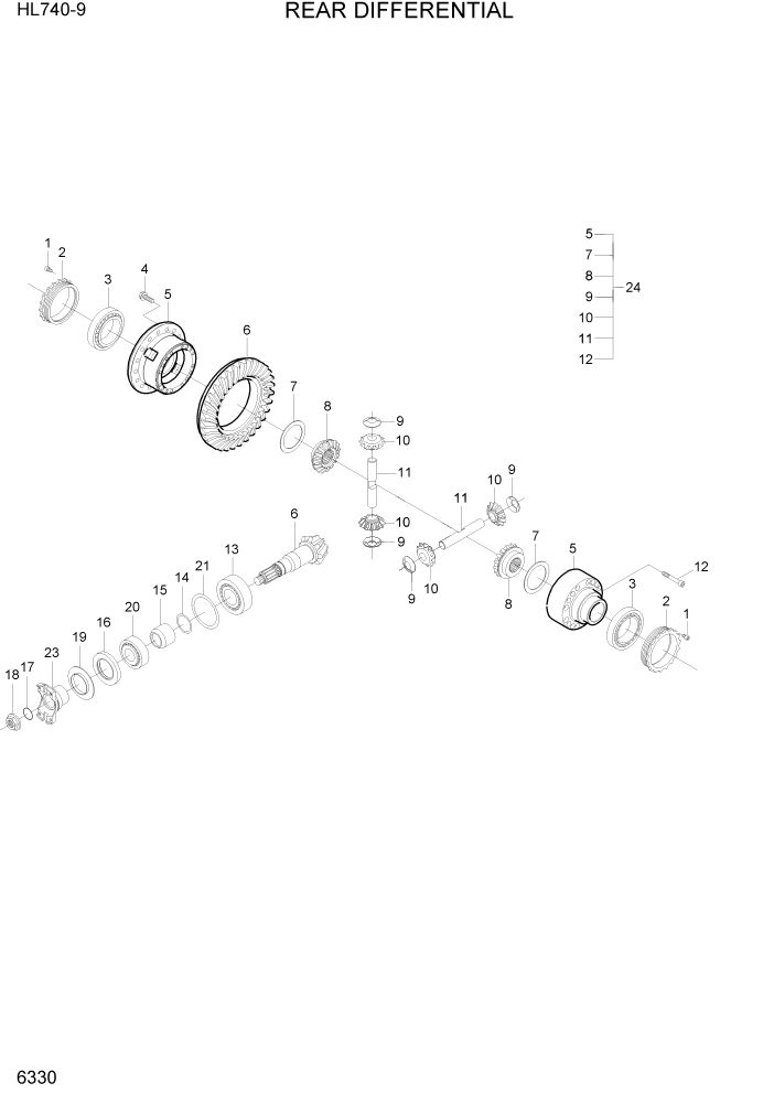 Схема запчастей Hyundai HL740-9 - PAGE 6330 REAR DIFFERENTIAL СИЛОВАЯ СИСТЕМА