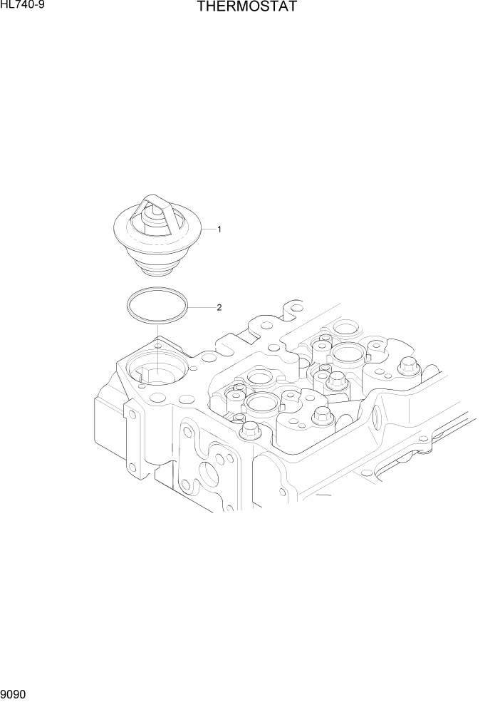 Схема запчастей Hyundai HL740-9 - PAGE 9090 THERMOSTAT ДВИГАТЕЛЬ БАЗА