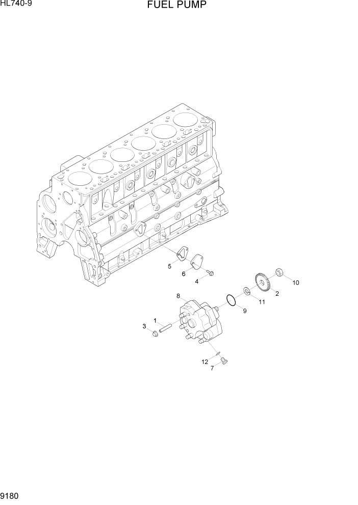 Схема запчастей Hyundai HL740-9 - PAGE 9180 FUEL PUMP ДВИГАТЕЛЬ БАЗА