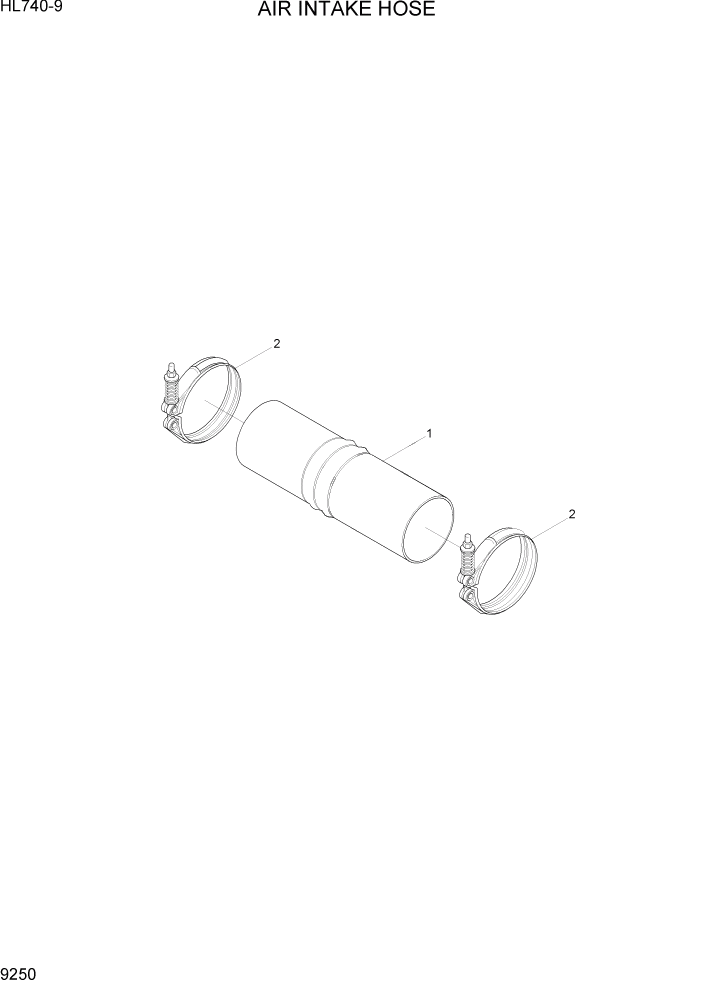 Схема запчастей Hyundai HL740-9 - PAGE 9250 AIR INTAKE HOSE ДВИГАТЕЛЬ БАЗА