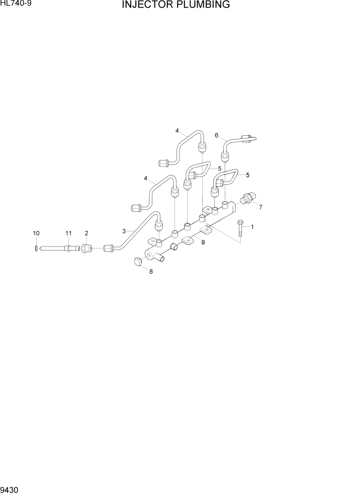 Схема запчастей Hyundai HL740-9 - PAGE 9430 INJECTOR PLUMBING ДВИГАТЕЛЬ БАЗА