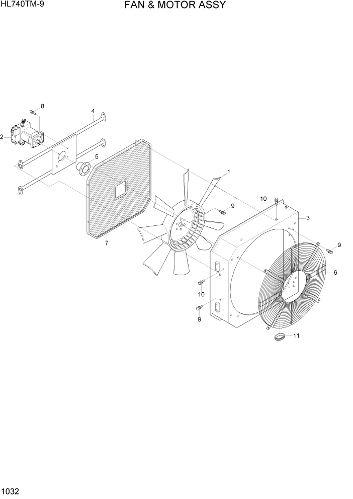 Схема запчастей Hyundai HL740TM-9 - PAGE 1032 FAN & MOTOR ASSY СИСТЕМА ДВИГАТЕЛЯ