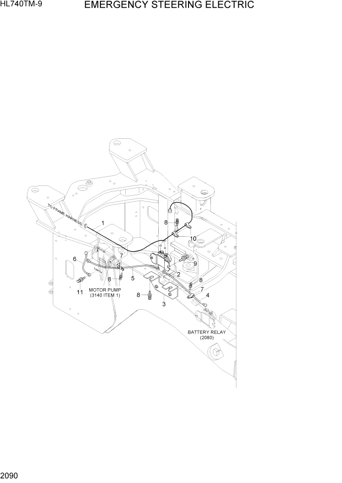 Схема запчастей Hyundai HL740TM-9 - PAGE 2090 EMERGENCY STEERING ELECTRIC ЭЛЕКТРИЧЕСКАЯ СИСТЕМА