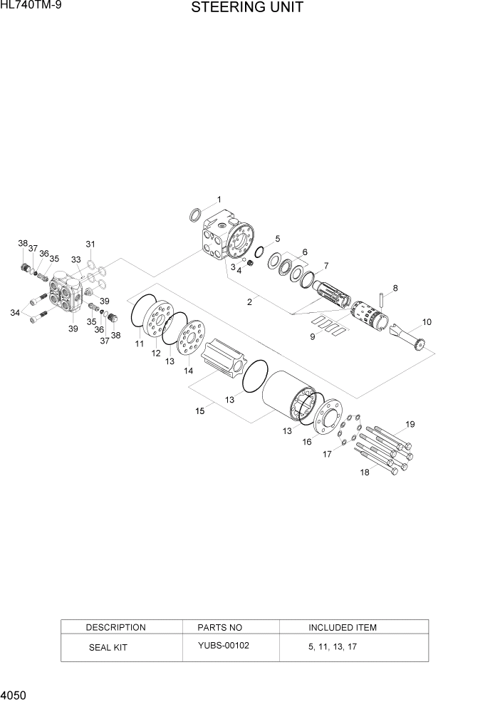 Схема запчастей Hyundai HL740TM-9 - PAGE 4050 STEERING UNIT ГИДРАВЛИЧЕСКИЕ КОМПОНЕНТЫ