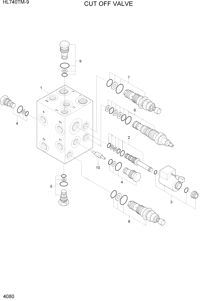 Схема запчастей Hyundai HL740TM-9 - PAGE 4080 CUT OFF VALVE ГИДРАВЛИЧЕСКИЕ КОМПОНЕНТЫ