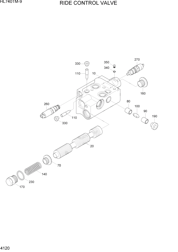 Схема запчастей Hyundai HL740TM-9 - PAGE 4120 RIDE CONTROL VALVE ГИДРАВЛИЧЕСКИЕ КОМПОНЕНТЫ