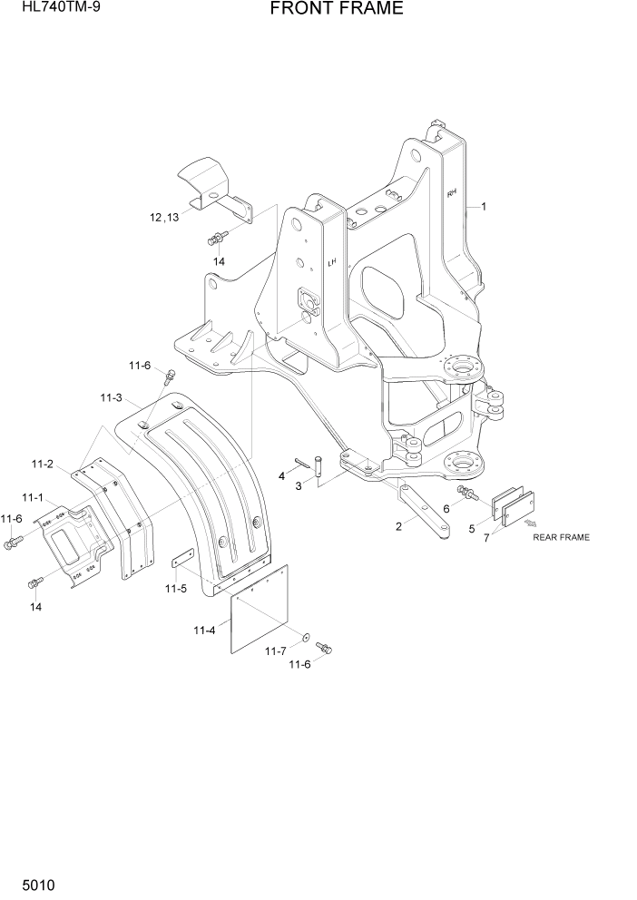 Схема запчастей Hyundai HL740TM-9 - PAGE 5010 FRONT FRAME ГИДРАВЛИЧЕСКИЕ КОМПОНЕНТЫ