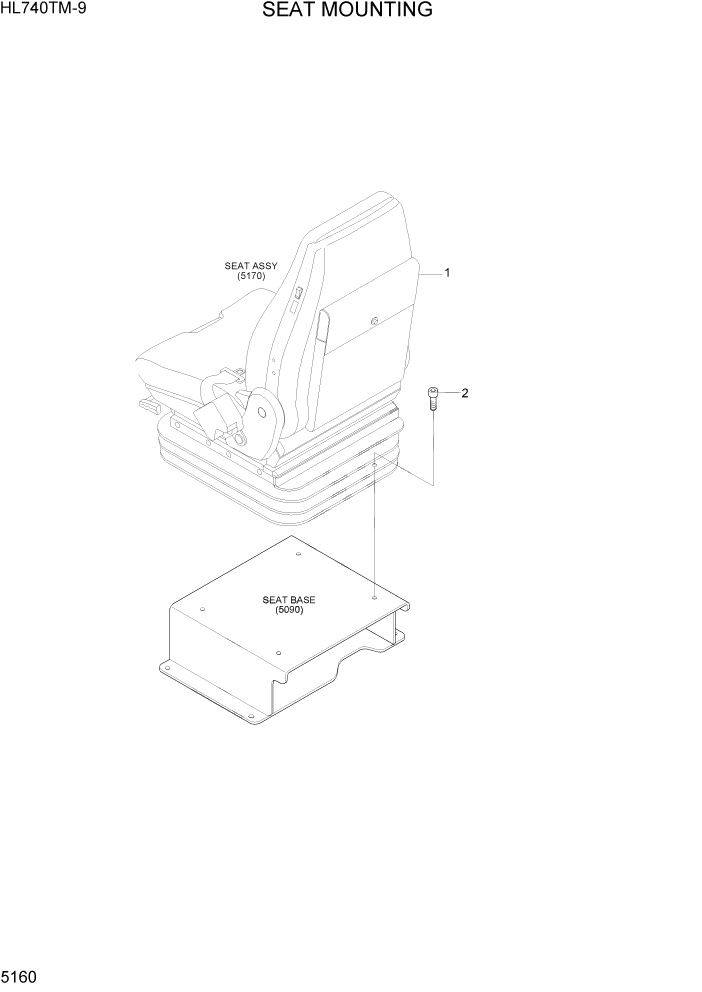 Схема запчастей Hyundai HL740TM-9 - PAGE 5160 SEAT MOUNTING ГИДРАВЛИЧЕСКИЕ КОМПОНЕНТЫ