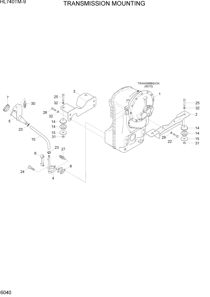 Схема запчастей Hyundai HL740TM-9 - PAGE 6040 TRANSMISSION MOUNTING СИЛОВАЯ СИСТЕМА