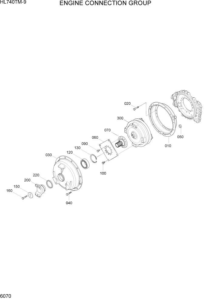 Схема запчастей Hyundai HL740TM-9 - PAGE 6070 ENGINE CONNECTION GROUP СИЛОВАЯ СИСТЕМА