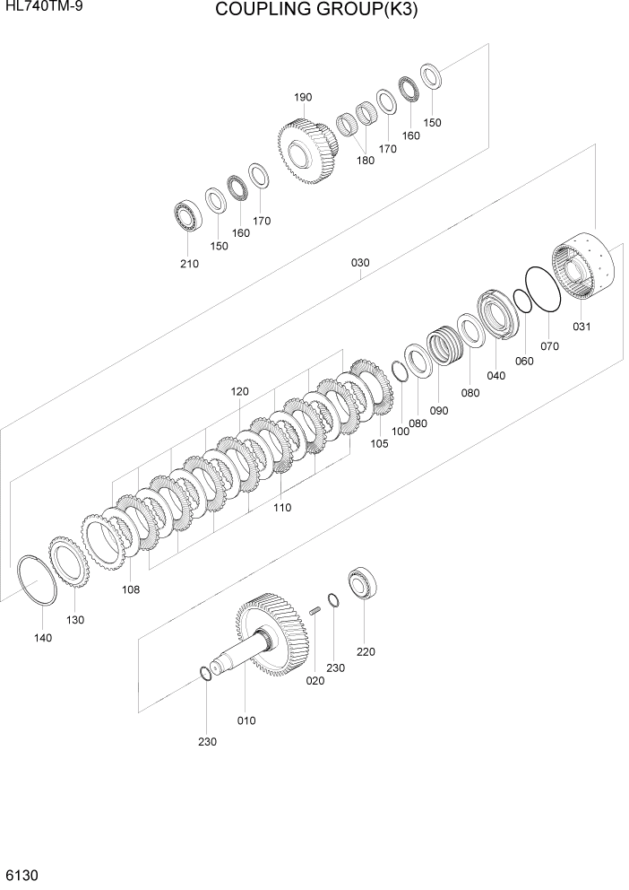 Схема запчастей Hyundai HL740TM-9 - PAGE 6130 COUPLING GROUP(K3) СИЛОВАЯ СИСТЕМА